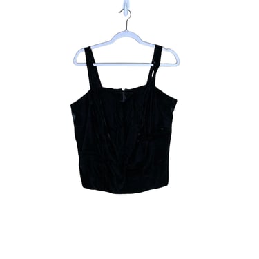 Vintage 80's Black Velvet Sweetheart Neckline Plus Size Bustier Top Blouse, Size 40 