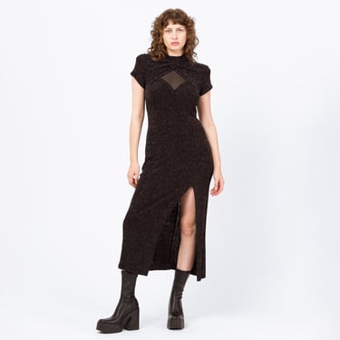 Vintage 90s Sparkle Mesh Cut Out Maxi Dress | Flying Apple Vintage - Los Angeles, CA