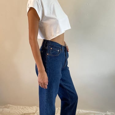 27 Levis 501 jeans / vintage 70s baggy boyfriend shrink to fit dark wash high waisted button fly for women Levis 501 0115 jeans | size 27 