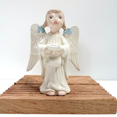 Vintage Angel Figurine by Holland Molds, Mid Century Ceramic Choir Angel, 1950s Christmas Angel Figurine 
