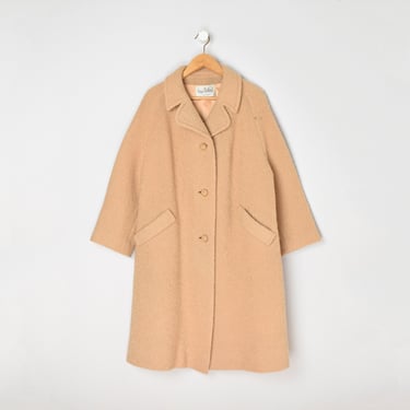 Antique 1950s Shagmoor Tan Wool Coat - excellent condition, two small marks - fifties camel overcoat - Women's S/M 