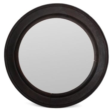 Ebonized Wood Circular Mirror