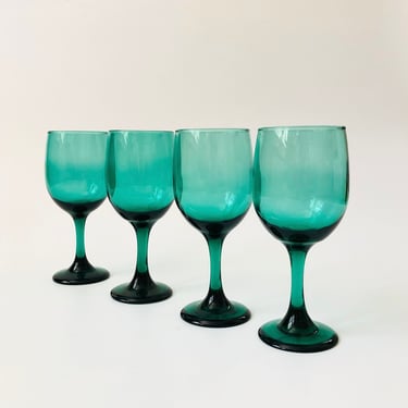 Emerald Green Wine Glasses - Set of 4 