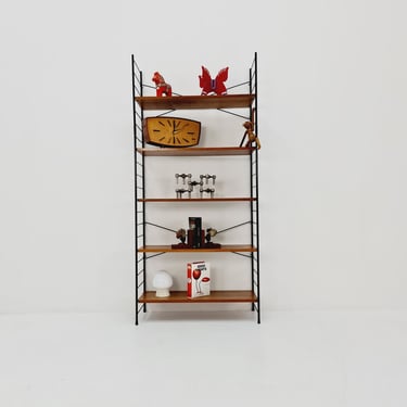 Freestanding string shelf in teak from the 50s by WHB Germnay 