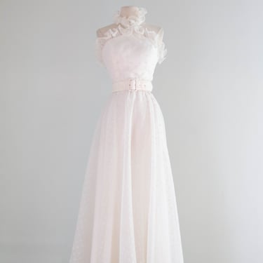Fabulous 1970's Polka Dot Halter Maxi Dress By Coco of California / S