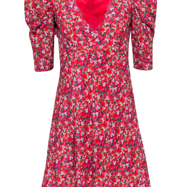 Saloni - Hot Pink & Multi Color Floral Print Dress Sz 2