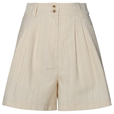 Golden Goose Cream Cotton Blend Shorts Woman