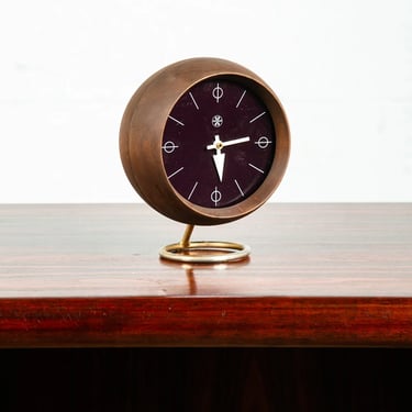 Mid Century Modern Desk Clock George Nelson Howard Miller Chronopak Walnut Table