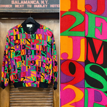 Vintage 1990’s “Spenser Jeremy” Pop Art Pattern Bomber Silk Jacket, 90’s Jacket, 90’s Silk Bomber, 90’s Pop Art, Vintage Clothing 