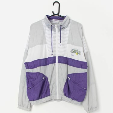 Vintage 80s silver and purple sports jacket - Large 