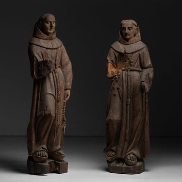 Carved Wood Monks ( 7ft tall )