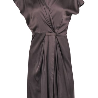 Diane von Furstenburg - Olive Silk Mini Dress w/ Pleated Detail Sz 4
