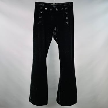 JEAN PAUL GAULTIER Size M Black Velvet Rayon Silk Blend Flared Dress Pants