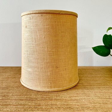 Mid Century Beige Drum Cylinder Lamp Shade - Linen Texture 