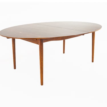 Finn Juhl Mid Century Rosewood and Silver Inlaid Judas Dining Table with 2 Leaves - mcm 