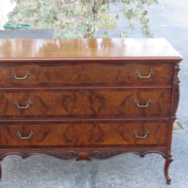 French Hand Carved Inlay Low Dresser Chest 4045