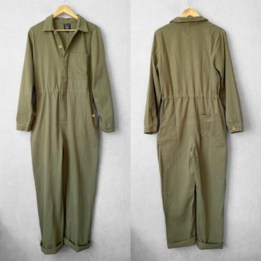 Army Green French Workwear Overalls Railroad  - Herringbone Cotton - XS S M L XL - Boilersuit 