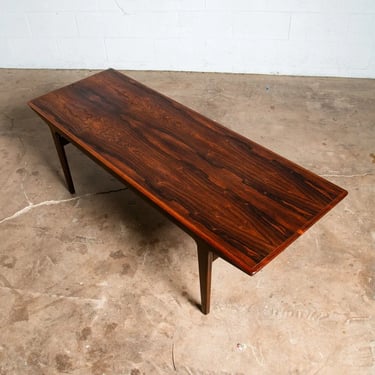 Mid Century Danish Modern Coffee Table Brazilian Rosewood Leaf Black Surfboard