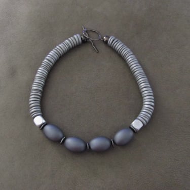 Chunky gray statement necklace 