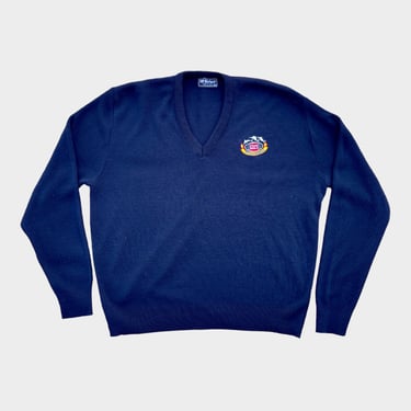 Vintage Navy Fishing Grandpa Sweater (2X)