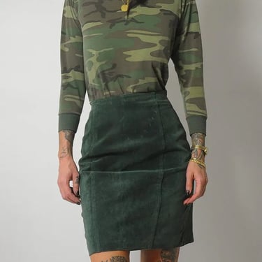 1980's Forest Green Suede Skirt