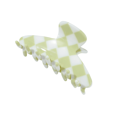 Adrienne Small Claw Clip - Pistachio Checkmate