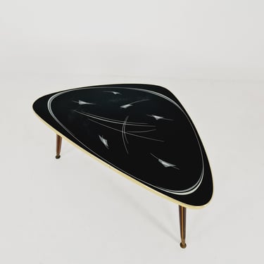 German Mid-Century Tripod Glass & Brass Coffee Table 1950s 