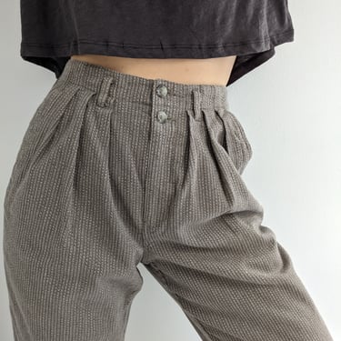 Vintage Stone Pleated Trousers