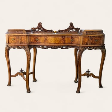 Antique Desk, Louis XV Style Writing Desk, 18th Century French Rococo, Ornate Carved Wood, Elegant Curved Legs, Vintage Furniture Piece 