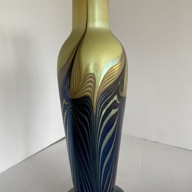 Iridescent 7 Color Art Glass Vase by Lundberg Studio 