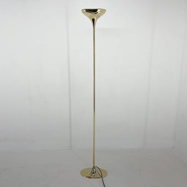 Italian Tall All Brass Torchiere Floor Lamp, Marked / Unique Italian Lighting / Mid Century Brass Floor Lamp 