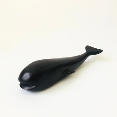 Vintage Carved Iron Wood Whale 