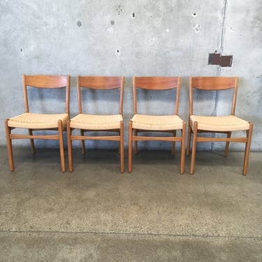 Set of 4 Mid Century Modern Swedish Rope Dining Chairs
