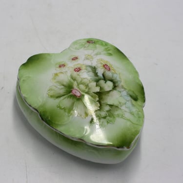 vintage hand painted porcelain heart trinket dish or jewelry box 