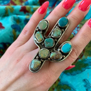 Turquoise Cactus Ring B from Nepal
