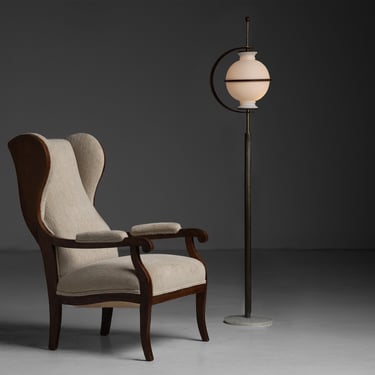 Modern Floor Lamp / Wingback in Pierre Frey Chenille