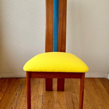 Rare Tall Postmodern Danish Molded Teak Upholstered Chairs by Vamdrup