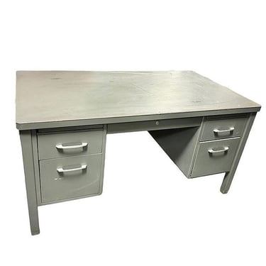 Mid-century Four Drawer Steel Tanker Desk by General Fireproofing 