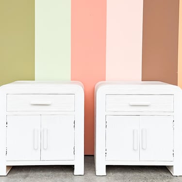 Pair of Coastal Chic Pencil Reed Nightstands