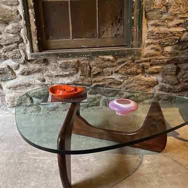 Mid century coffee table Danish modern glass top coffee table Noguchi style coffee table 