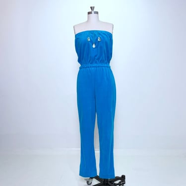 Blue Velour 1980s Strapless Jumpsuit from Best Dressed Alaska Collection