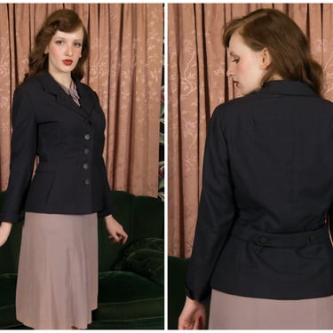 1950s Jacket - Rare CHRISTIAN DIOR Navy Blue New Look Tailored Ready to Wear Jacket with Logo Lining 