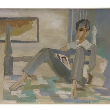 Man Reading, oil on canvas