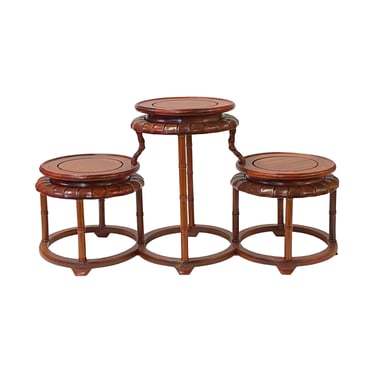 Brown Wood Bridge Step Round Table Top Curio Display Easel Stand ws2858E 