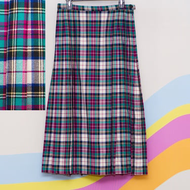 Vintage 1980s Pendleton Wool Pleated Midi Skirt | Medium | 16 