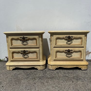 Pair of Nightstands Set Bedside Tables Side Accent Stand Shabby Chic Regency French Provincial Buffet Bedroom Storage CUSTOM PAINT Avail 