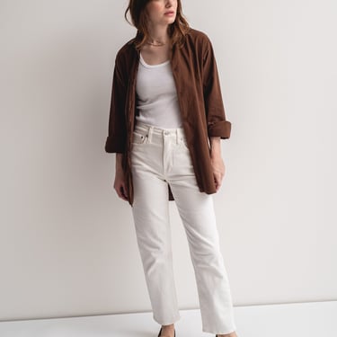 The Artist Tunic in Chocolate Brown | Vintage Overdye Button Up Shirt | Cotton Simple Blouse | M L | 