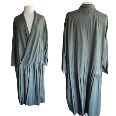 Vintage 80s J Morgan Puett Dress Green Silk Drop Waist 