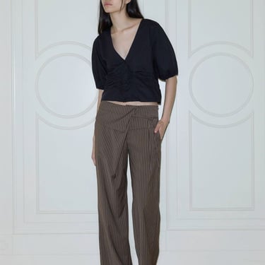 Deiji Studios Folded Wool Pant - Sable Stripe