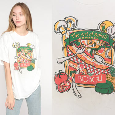 90s Boboli Pizza Shirt Food Shirt Pizza Crust Logo Shirt Graphic Shirt 1990s Tee Single Stitch Tshirt Extra Large xl 